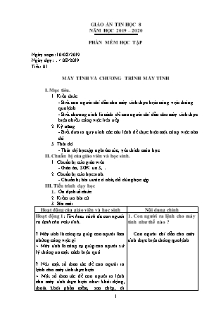 Giáo án Tin học Lớp 8 - Chương trình cả năm - Năm học 2019-2020