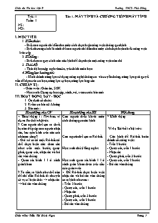 Giáo án Tin học Lớp 8 - Học kì I - Trần Thị Bích Ngọc