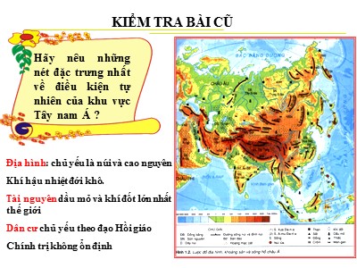 Bài giảng môn Địa lí Lớp 8 - Bài 10: Điều kiện tự nhiên khu vực Nam Á