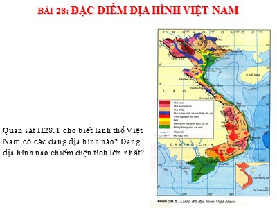 Bài giảng môn Địa lý Lớp 8 - Bài 28: Đặc điểm địa hình Việt Nam