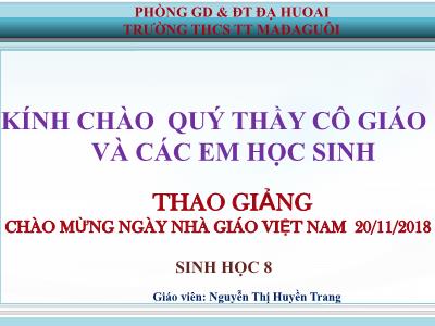 Bài giảng môn Sinh học Lớp 8 - Tiết 26, Bài 25: Tiêu hóa ở khoang miệng - Nguyễn Thị Huyền Trang