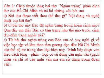 Bài giảng Ngữ văn Lớp 8 - Bài 21: Đọc hiểu Ngắm trăng (Hồ Chí Minh)