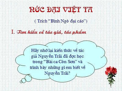 Bài giảng Ngữ văn Lớp 8 - Bài 24: Đọc hiểu Nước Đại Việt ta (Trích Bình Ngô đại cáo - Nguyễn Trãi)