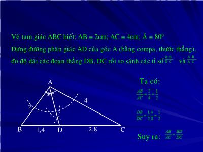 Bài giảng Hình học Lớp 8 - Chương 3, Bài 3: Tính chất đường phân giác của tam giác