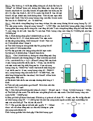 Bài tập về Cơ học chất lỏng Vật lí Lớp 8