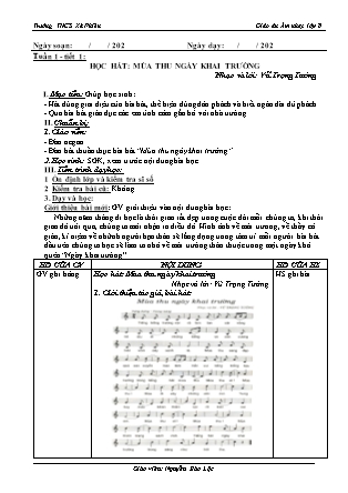 Giáo án Âm nhạc Lớp 8 - Chương trình học kỳ I - Nguyễn Bảo Lộc