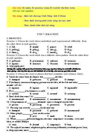 Bài tập trắc nghiệm môn Tiếng Anh Lớp 8 - Unit 7: Pollution