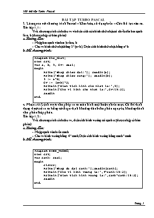 Bài tập Turbo Pascal