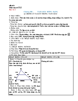 Giáo án Hình học Khối 8 - Chương 3: Tam giác đồng dạng - Bài 1+2