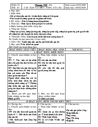 Giáo án Sinh học Lớp 8 - Tuần 23 - Năm học 2019-2020