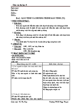 Giáo án Tin học Lớp 8 - Bài 1-4 - Vũ Thị Huệ