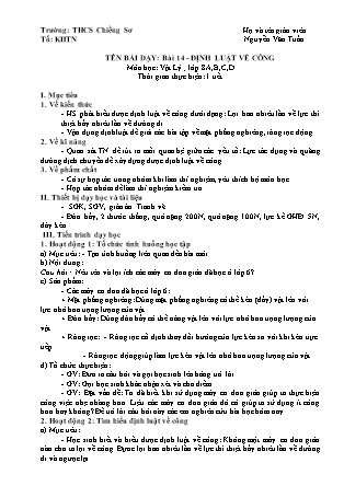 Giáo án Vật lí Lớp 8 - Bài 14+15 - Nguyễn Văn Tuấn