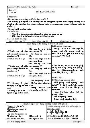 Giáo án Đại số Lớp 8 - Tuần 32 - Vũ Trọng Triều