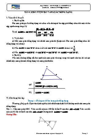 Giáo án dạy thêm Hình học Lớp 8 - Bài 4: Khái niệm hai tam giác đồng dạng
