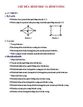 Giáo án Hình học Lớp 8 - Chủ đề 6: Hình thoi và hình vuông