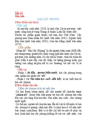 Giáo án Ngữ văn Lớp 8 - Tiết 32: Văn bản: Hai cây phong