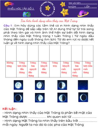 Phiếu học tập Khoa học tự nhiên Lớp 6 (Chân trời sáng tạo) - Bài 44: Chuyển động nhìn thấy của mặt trăng