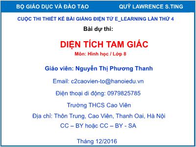 Bài giảng Hình học Lớp 8 - Diện tích tam giác - Nguyễn Thị Phương Thanh