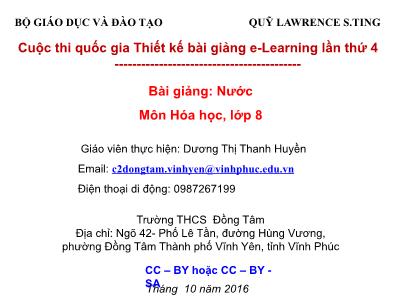 Bài giảng Hóa học Lớp 8 - Nước - Dương Thị Thanh Huyền