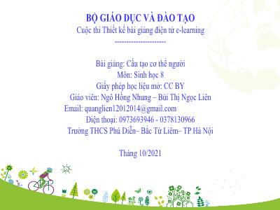 Bài giảng Sinh học Lớp 8 - Bài 2: Cấu tạo cơ thể người - Năm học 2021-2022 - Bùi Thị Ngọc Liên