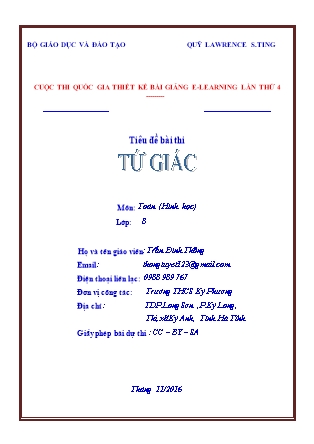 Bài thuyết trình Hình học Lớp 8 - Tứ giác - Trần Đình Thông