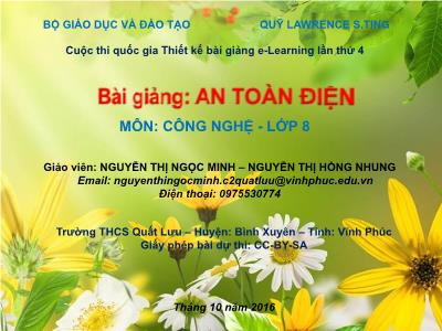 Bài giảng Công nghệ Lớp 8 - An toàn điện - Nguyễn Thị Ngọc Minh