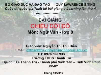 Bài giảng Ngữ văn Lớp 8 - Văn bản Chiếu dời đô - Nguyễn Thị Thu Hiền