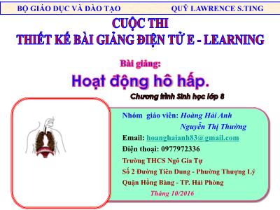 Bài giảng Sinh học Lớp 8 - Hoạt động hô hấp - Hoàng Hải Anh