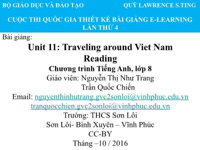 Bài giảng Tiếng Anh Lớp 8 - Unit 11: Traveling around Viet Nam - Reading - Nguyễn Thị Như Trang