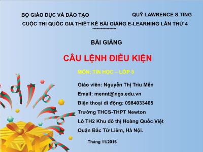 Bài giảng Tin học Lớp 8 - Câu lệnh điều kiện - Nguyễn Thị Trìu Mến