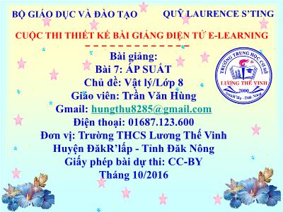 Bài giảng Vật lí Lớp 8 - Bài 7: Áp suất - Trần Văn Hùng