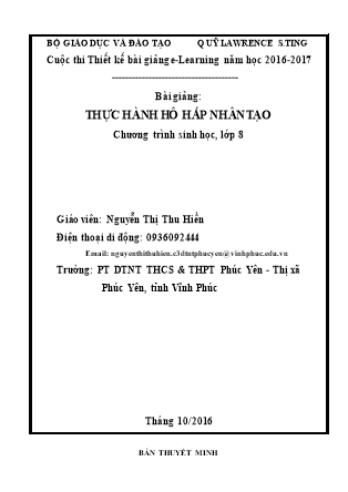 Bài thuyết trình Sinh học Lớp 8 - Thực hành hô hấp nhân tạo - Nguyễn Thị Thu Hiền