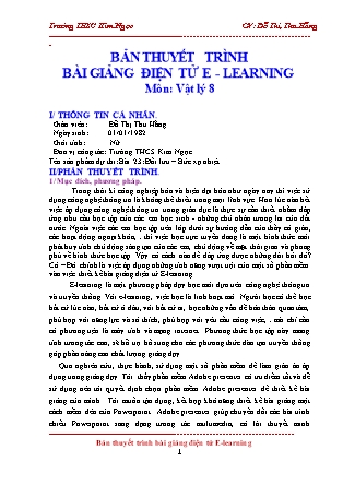 Bài thuyết trình Vật lí Lớp 8 - Bài 23: Đối lưu. Bức xạ nhiệt - Đỗ Thị Thu Hằng