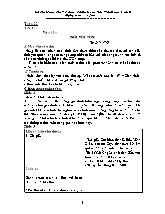Giáo án Ngữ văn Lớp 8 - Tuần 27 - Tiết 122: Văn bản Nói với con - Vũ Thị Tuyết Mai