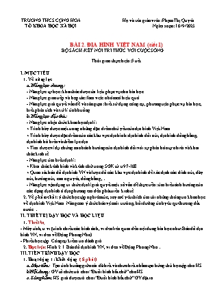 Giáo án Địa lí Lớp 8 Sách KNTT - Bài 2: Địa hình Việt Nam (Tiết 1) - Năm học 2023-2024 - Phạm Thị Quyên