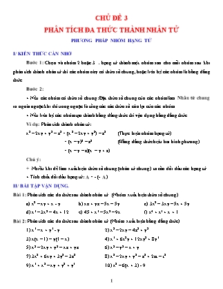 Chuyên đề bồi dưỡng HSG Toán Lớp 8 - Chủ đề 3: Phân tích đa thức thành nhân tử (Phần 3) Chuyên đề bồi dưỡng HSG Toán Lớp 8 - Chủ đề 3: Phân tích đa thức thành nhân tử (Phần 3)