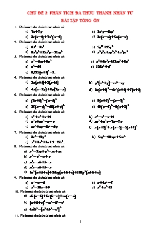 Chuyên đề bồi dưỡng HSG Toán Lớp 8 - Chủ đề 3: Phân tích đa thức thành nhân tử (Phần 4 - Ôn tập) Chuyên đề bồi dưỡng HSG Toán Lớp 8 - Chủ đề 3: Phân tích đa thức thành nhân tử (Phần 4 - Ôn tập)