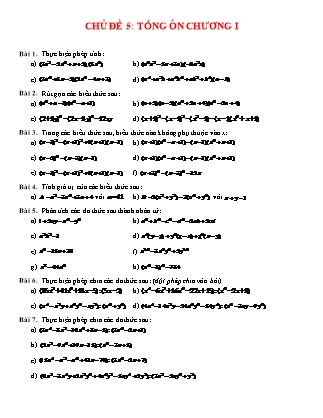 Chuyên đề bồi dưỡng HSG Toán Lớp 8 - Chủ đề 5: Tổng ôn chương I Chuyên đề bồi dưỡng HSG Toán Lớp 8 - Chủ đề 5: Tổng ôn chương I