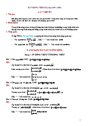 Chuyên đề bồi dưỡng HSG Toán Lớp 8 - Chuyên đề 3: Bất đẳng thức Cauchy (AM – GM)