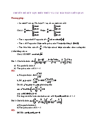 Chuyên đề bồi dưỡng Toán 8 - Chuyên đề 11: Rút gọn biểu thức và các bài toán liên quan (Có đáp án) Chuyên đề bồi dưỡng Toán 8 - Chuyên đề 11: Rút gọn biểu thức và các bài toán liên quan (Có đáp án)