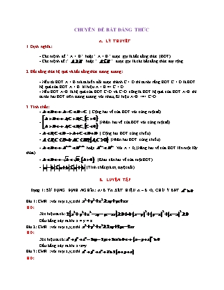 Chuyên đề bồi dưỡng Toán 8 - Chuyên đề 5: Bất đẳng thức (Có đáp án)