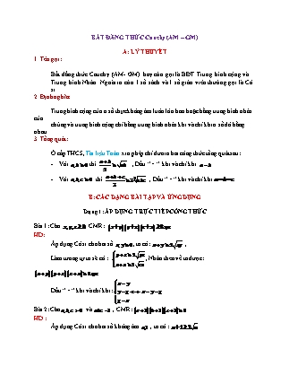 Chuyên đề bồi dưỡng Toán 8 - Chuyên đề 6: Bất đẳng thức Cauchy (AM – GM) (Có đáp án) Chuyên đề bồi dưỡng Toán 8 - Chuyên đề 6: Bất đẳng thức Cauchy (AM – GM) (Có đáp án)