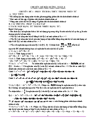 Chuyên đề bồi dưỡng Toán 8 (Có đáp án)