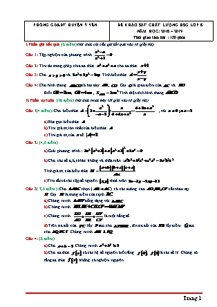 Đề khảo sát chất lượng học sinh giỏi môn Toán Lớp 8 - Năm học 2018-2019 - Phòng GD&ĐT Ý Yên (Có đáp án)
