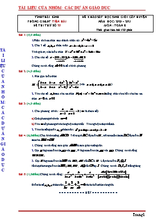 Đề khảo sát học sinh giỏi cấp huyện môn Toán Lớp 8 - Năm học 2020-2021 - Phòng GD&ĐT Tiền Hải (Có đáp án)