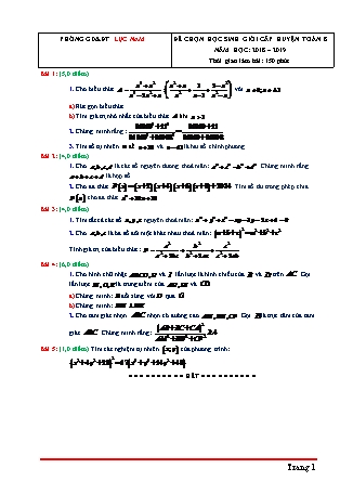 Đề thi chọn học sinh giỏi cấp huyện môn Toán 8 - Năm học 2018-2019 - Phòng GD&ĐT Lục Nam (Có đáp án)