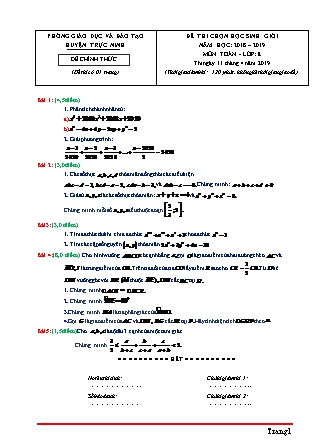 Đề thi chọn học sinh giỏi môn Toán Lớp 8 - Năm học 2018-2019 - Phòng GD&ĐT Trực Ninh (Có đáp án)