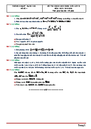 Đề thi chọn học sinh giỏi môn Toán Lớp 8 - Năm học 2019-2020 - Phòng GD&ĐT Rạch Giá (Có đáp án)