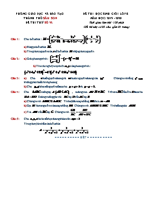Đề thi học sinh giỏi môn Toán Lớp 8 - Năm học 2019-2020 - Trường THCS Sầm Sơn (Có đáp án)