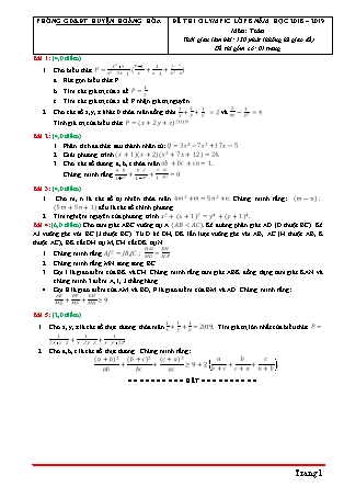 Đề thi olympic cấp huyện môn Toán Lớp 8 - Năm học 2018-2019 - Phòng GD&ĐT Hoàng Hóa (Có đáp án)